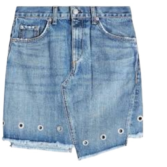 Rag & Bone Eyelet Detail Denim Skirt - Picture 1 of 10